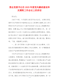 国企党委书记在2025年度党风廉政建设和反腐败工作会议上的讲话