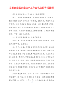 县长在全县安全生产工作会议上的讲话提纲