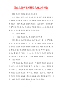 国企党委书记抓基层党建工作报告