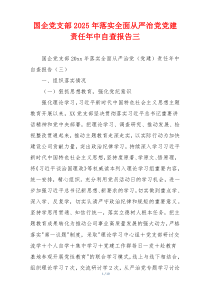 国企党支部2025年落实全面从严治党党建责任年中自查报告三