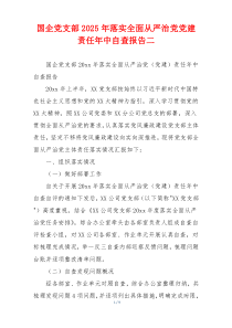 国企党支部2025年落实全面从严治党党建责任年中自查报告二