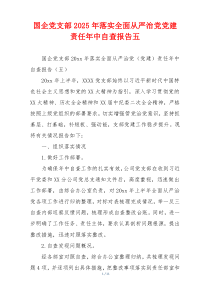 国企党支部2025年落实全面从严治党党建责任年中自查报告五