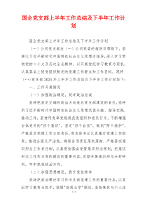 国企党支部上半年工作总结及下半年工作计划