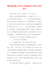 国企党支部上半年工作总结及下半年工作计划4