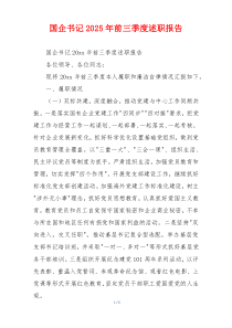 国企书记2025年前三季度述职报告
