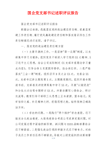国企党支部书记述职评议报告