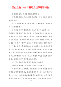 国企党委2025年基层党组织述职报告