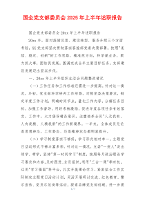 国企党支部委员会2025年上半年述职报告