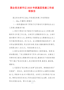 国企党支部书记2025年抓基层党建工作述职报告