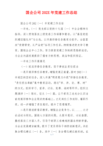 国企公司202X年党建工作总结