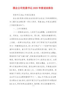 国企公司党委书记2025年度述法报告