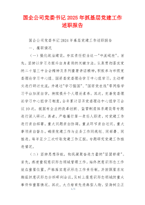 国企公司党委书记2025年抓基层党建工作述职报告