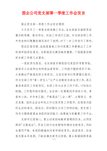 国企公司党支部第一季度工作会发言