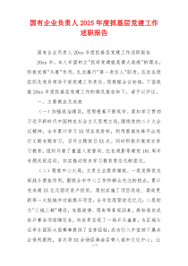 国有企业负责人2025年度抓基层党建工作述职报告