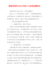国税局领导2025年度个人述责述廉报告