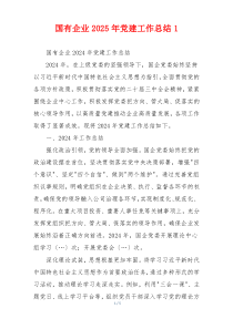 国有企业2025年党建工作总结1