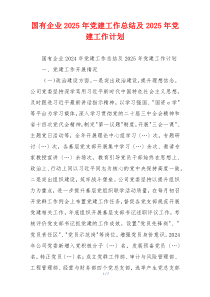 国有企业2025年党建工作总结及2025年党建工作计划