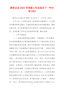 国有企业2025年党建工作总结及下一年计划2025