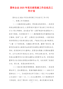 国有企业2025年党支部党建工作总结及工作计划