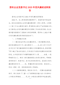 国有企业党委书记2025年党风廉政述职报告