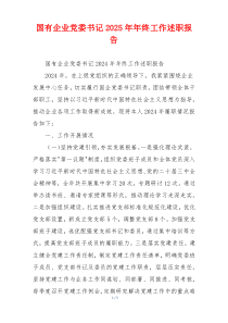 国有企业党委书记2025年年终工作述职报告