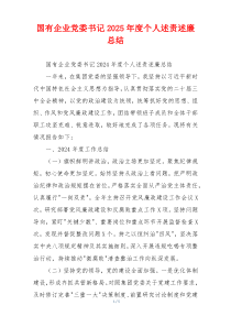 国有企业党委书记2025年度个人述责述廉总结