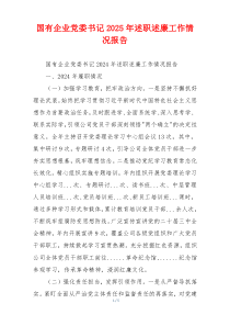 国有企业党委书记2025年述职述廉工作情况报告