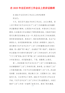 在2025年全区农村工作会议上的讲话提纲