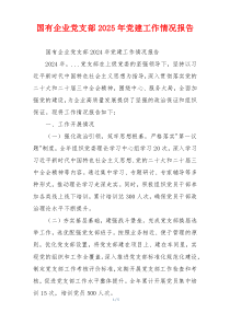 国有企业党支部2025年党建工作情况报告