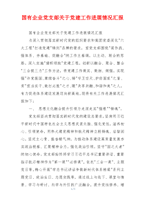 国有企业党支部关于党建工作进展情况汇报