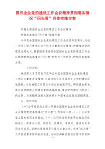 国有企业党的建设工作会议精神贯彻落实情况“回头看”具体实施方案