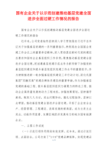 国有企业关于以示范创建推动基层党建全面进步全面过硬工作情况的报告