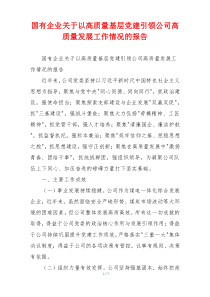 国有企业关于以高质量基层党建引领公司高质量发展工作情况的报告
