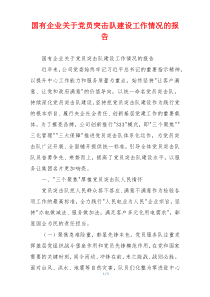 国有企业关于党员突击队建设工作情况的报告