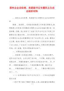 国有企业总经理、党委副书记专题民主生活会剖析材料