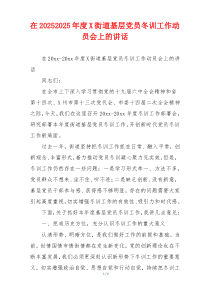 在20252025年度X街道基层党员冬训工作动员会上的讲话