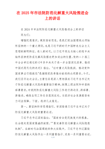 在2025年市法院防范化解重大风险推进会上的讲话