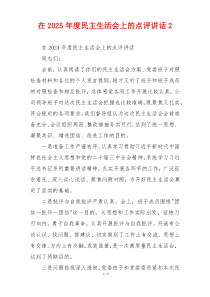 在2025年度民主生活会上的点评讲话2