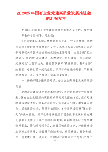 在2025年国有企业党建高质量发展推进会上的汇报发言