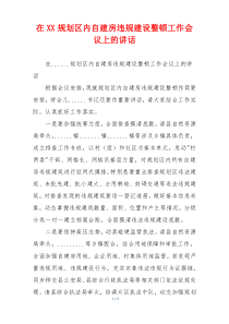 在XX规划区内自建房违规建设整顿工作会议上的讲话