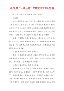 在XX镇“三抓三促”专题学习会上的讲话