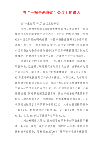 在“一报告两评议”会议上的讲话