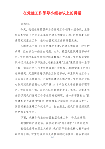 在党建工作领导小组会议上的讲话