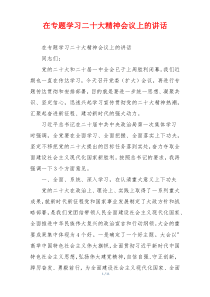在专题学习二十大精神会议上的讲话