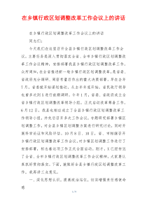 在乡镇行政区划调整改革工作会议上的讲话