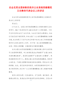 在会见受全国表彰的我市公安系统英雄模范立功集体代表会议上的讲话