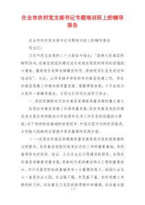 在全市农村党支部书记专题培训班上的辅导报告