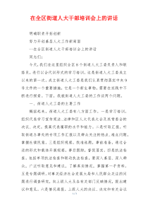 在全区街道人大干部培训会上的讲话