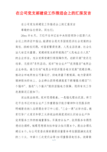 在公司党支部建设工作推进会上的汇报发言