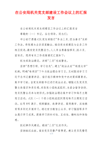 在公安局机关党支部建设工作会议上的汇报发言